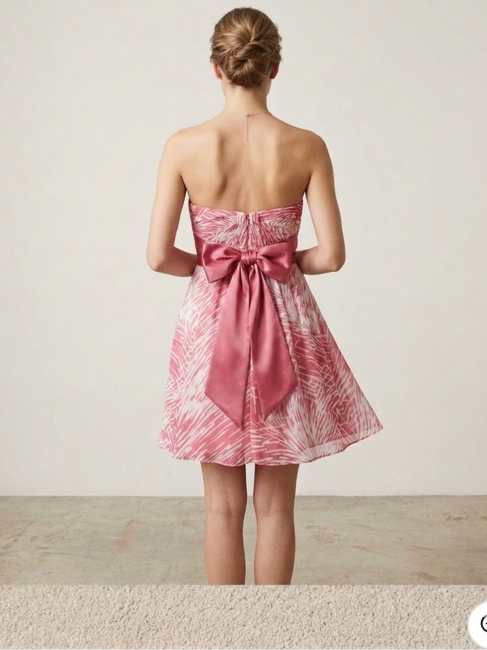 BCBGMAXAZRIA Coral Pink & Cream Strapless Silk Chiffon Cocktail Dress, size 6 - Picture 2 of 11